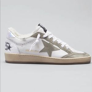 Ball Star Mixed Leather Shearling Court Sneakers